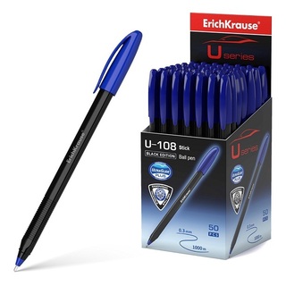 Ручка шариковая "Erich Krause.U-108 Ultra Glide Technology.Black Edition Stick" синяя 1,0мм 46777