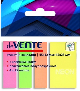 Набор стикеров "deVente.Neon" (45*12мм 45*25мм 4*25листов) пластик 2011308