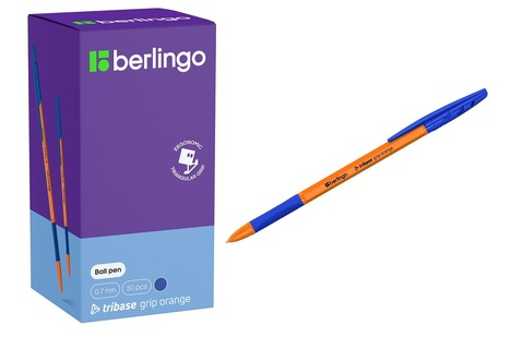 Ручка шариковая "Berlingo.Tribase grip orange" синяя 0,7мм грип CBp_70960