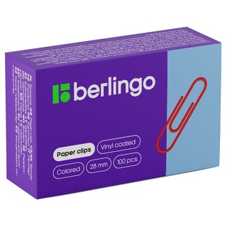 Скрепки 28мм 100шт "Berlingo" цветные BK2514