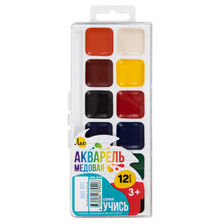 Краски  акв 12 цв "Лео.Учись" пластик LNW-0112