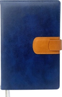 Ежедневник А5  320стр "deVente.Accent" н/датир тон.блок иск.кожа синий с рыжим 2234430 в коробке