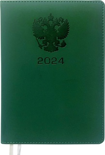 Ежедневник А5  352стр "deVENTE.Emblem" иск.кожа зеленый датир 2024 2232424