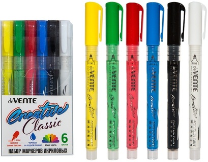 Набор маркеров акриловых  6шт "deVente.HOBBY CREATIVE.Classic" 1,5мм 5044302