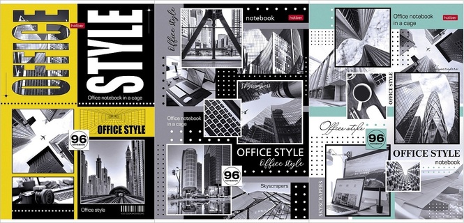Тетрадь А4  96 л "Office Styie" клетка лак 96Т4вмВ1гр 083177 Хатбер