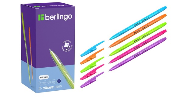 Ручка шариковая "Berlingo.Tribase Neon" синяя  0,7мм CBp_70932 прозр. корп.