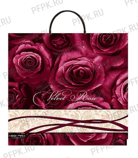 Пакет  37*35 "Бархатные розы" 90мкм с пластиковой ручкой 6837