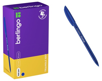 Ручка шариковая "Berlingo.Triangle 100T" синяя 0,7мм игол.ст CBp_07105 трехгранная