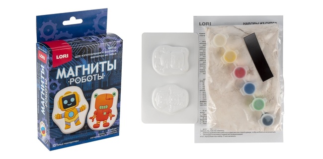 Набор для творчества из гипса "Фигурки на магнитах.Роботы.Умные конструкторы" малый Пз/Г-055
