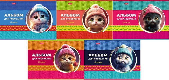 Альбом для рисования 40л "ЛапУшки в шапочках" 40А4В 085154 Хатбер