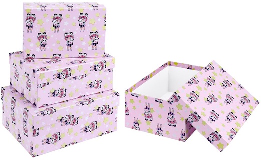 Коробка подарочная в наборе  3шт "Аниме.Девочка и панда" прямоугольные 23/21/19см ПП-4522