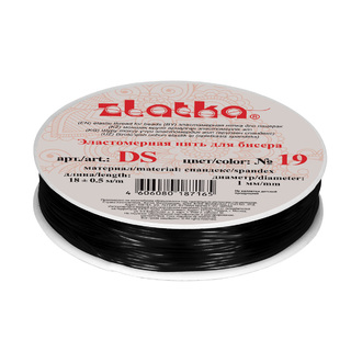 Эластомерная нить (спандекс)   1мм 18м №19 черный Zlatka DS (7165)