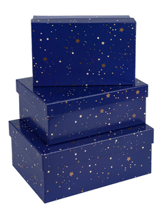 Коробка подарочная в наборе  3шт "Звездная ночь" прямоугольные 23/21/19см ПП-4525
