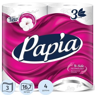 Туалетная бумага "Papia" 3сл 4рул 1612722