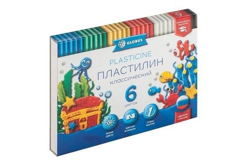 Пластилин  6 цв "Глобус.Классический" 120гр ПЛ6-06К