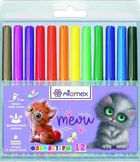 Фломастеры 12цв "deVente.Attomex.Meow Cat" вентилир. колпачки 5081437