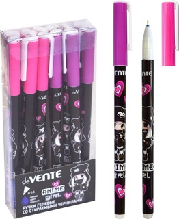 Ручка Пиши-стирай гель "deVente.Anime Girl" синяя 0,5мм с ластиком 5051431