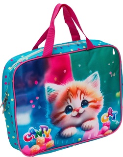 Папка для тетрадей А4 "DeVente.Candy Cat" ткань молния,с ручками 36*28*8см 8057414