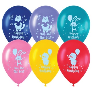 Шары 12" Пастель MESHU "Happy birthday" (25шт) MS_42101