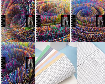 Тетрадь 96 л "Colorful line" клетка гребень цвет.срез 96Т5В1гр 086365 Хатбер
