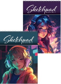 Скетчпад А4  80л "deVENTE.Music Girl" переверт 21*29см гребень тв.обл. блок 100г/м² 2134313