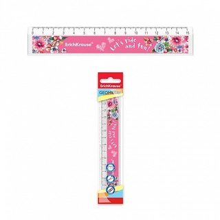 Линейка  15 см пласт ErichKrause Flower Scooter 55484