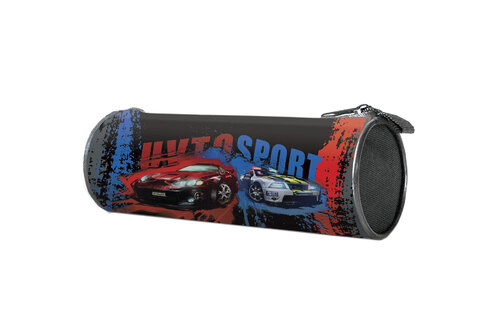 Пенал тубус  ПТ-02 "AUTO SPORT" ткань на молнии большой 205*85мм