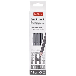 Карандаш ч\гр "Hatber.PERFECT" H без ластика BL_074195