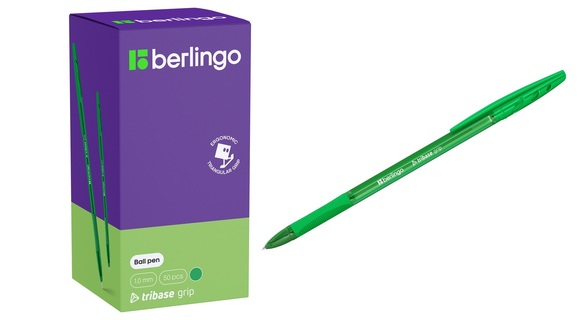 Ручка шариковая "Berlingo.Tribase grip" зеленая 1,0мм грип CBp_10972