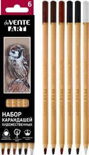 Карандаши художественные  6 шт "deVente.Art" 2уголь,2сеппия,1сангина,1белый 5021310
