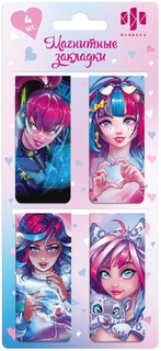 Закладки- магниты  "Романтичные девушки" 2,5*5,8см ассорти (цена за набор 4шт) 65055 Феникс+