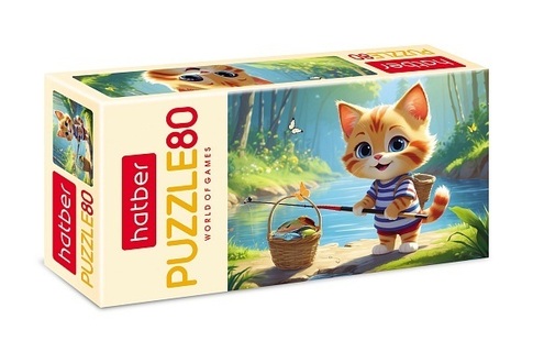 Пазлы Хатбер   80эл "Котик рыбак" 80ПЗ5_32928 089486