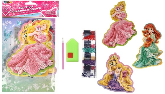 Мозаика алмазная "Принцессы.Фигурная" 3шт 15*21см частичная AMF-113894 382098 (6298)