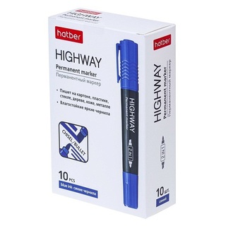 Маркер двухсторонний "Hatber.Highway" синий 2-5мм PM_069851