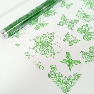 Пленка в рул  72см 7,5м Цветная.Бабочки зеленые 40мкм 200гр 32881ПУ