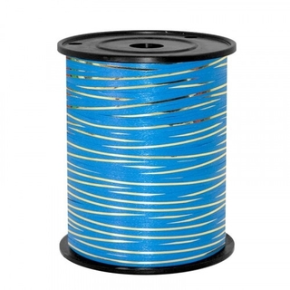 Лента цветная 0,5*250 с золот. полосой голубая ТДМ59534