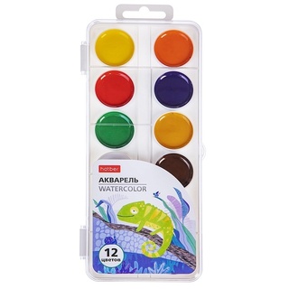 Краски  акв 12 цв "Hatber.COLORA" пластик Aq_083600