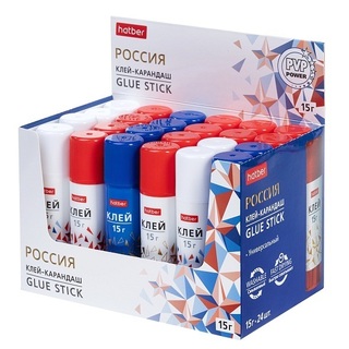 Клей-карандаш 15г "Hatber Россия" GS_087400