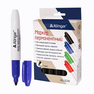 Маркер "Alingar" синий пулевидный 2-3мм AL524/BL (5559)