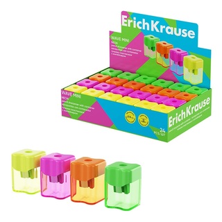Точилка "Erich Krause.Wave Mini.Neon" с контейнером 60058