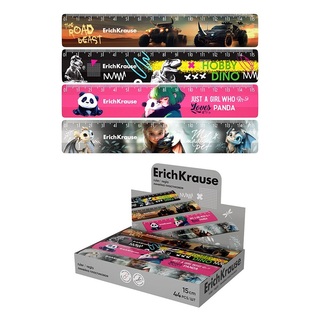 Линейка  15 см пласт ErichKrause ассорти 63531