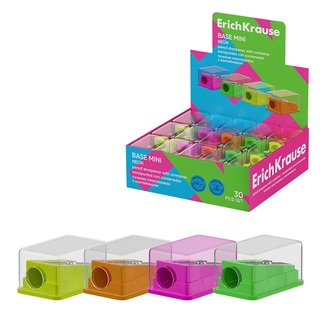 Точилка "Erich Krause.Base Mini.Neon" с контейнером 60077