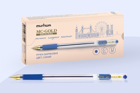 Ручка шариковая "MunHwa.MC Gold" синяя 0,5мм масл.основа BMC-02 207858