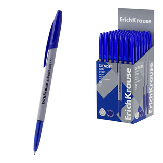 Ручка шариковая "Erich Krause.R-301 Slender Stick Grey.Super Glide Technology" синяя 0,7мм 63083