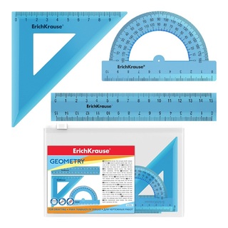Набор линеек "ErichKrause.Standard" (линейка,угольник,транспортир) голубой 52991