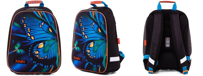 Рюкзак "Ergonomic light.Butterfly" 2 отд на молнии светоотражающий мат-л  Hatber NRk_21011