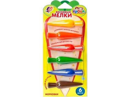 Восковые мелки  6цв "Морковки" фигурные 34С2255-08 Луч