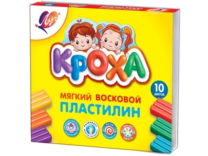 Пластилин 10 цв "Кроха" 150гр 12C875-08 восковой,мягкий Луч