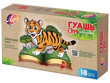 Гуашь 18 цв 15 мл "Zoo" в блок-таре 29С1708-08 Луч