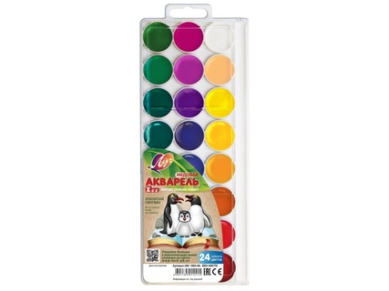 Краски  акв 24 цв "Zoo" 29С1692-08 пластик Луч